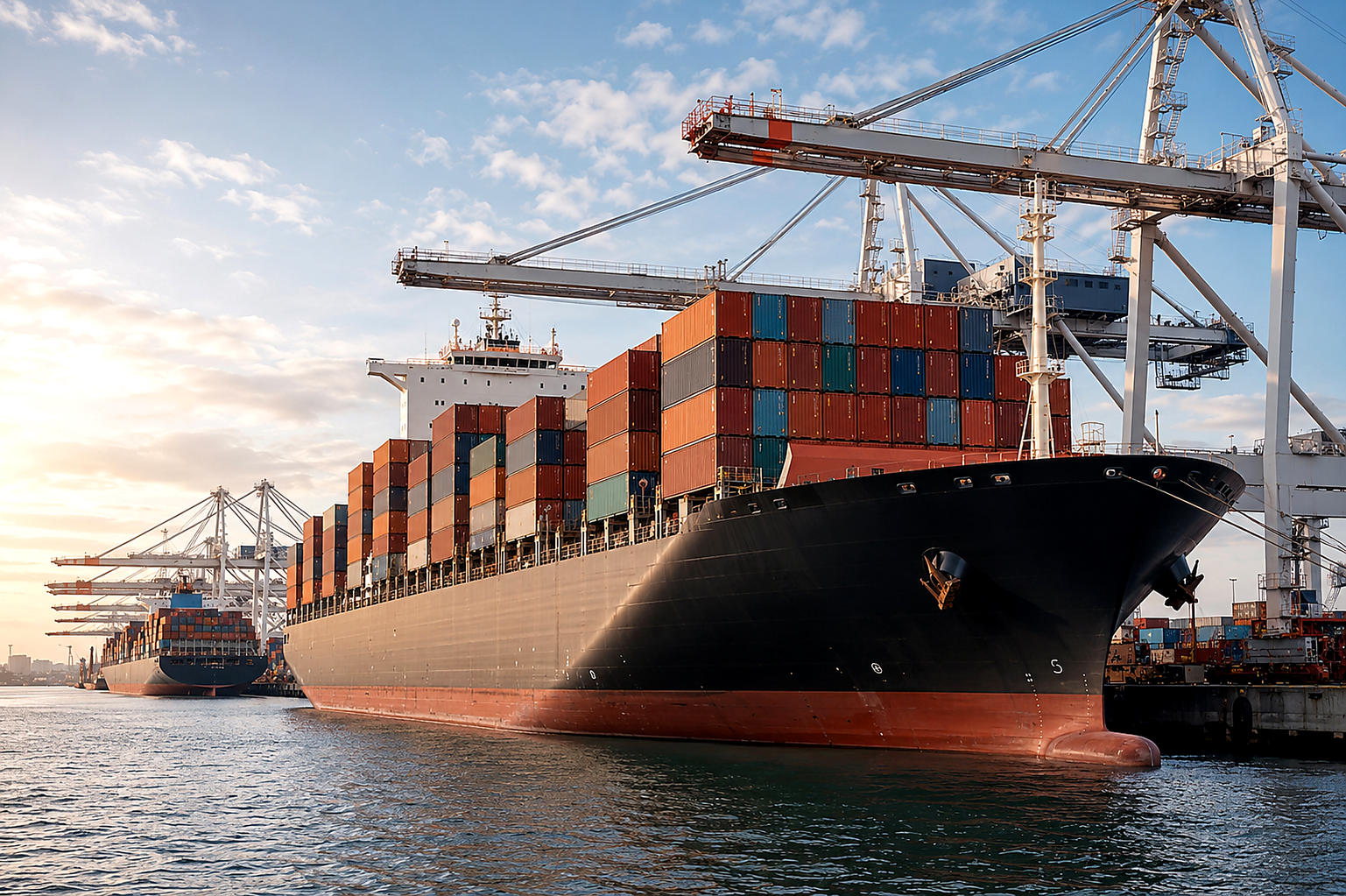 Container vessel at sea
